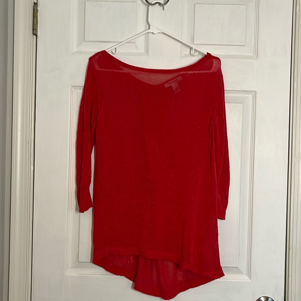 Tunic style three-quarter length sleeve sweater